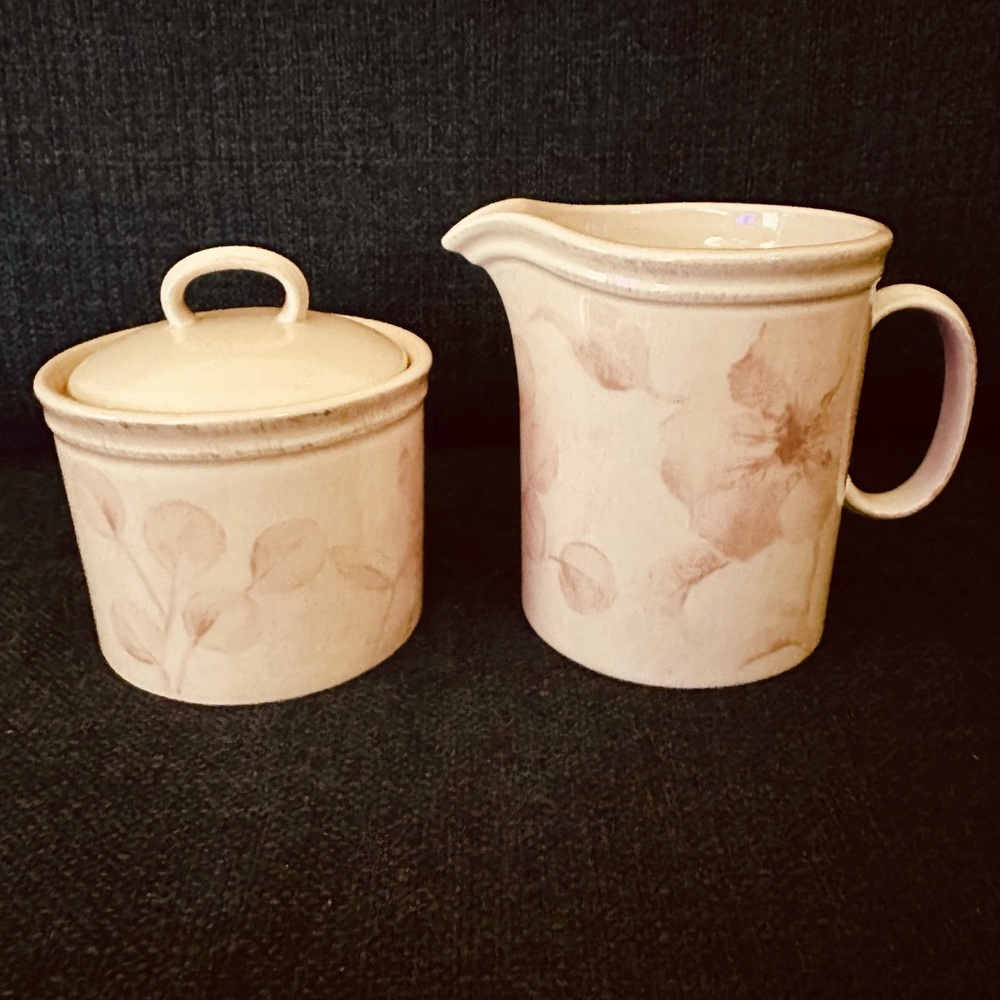 Charming Lenox Thistle Floral Ceramic Pitcher and Sugar Bowl